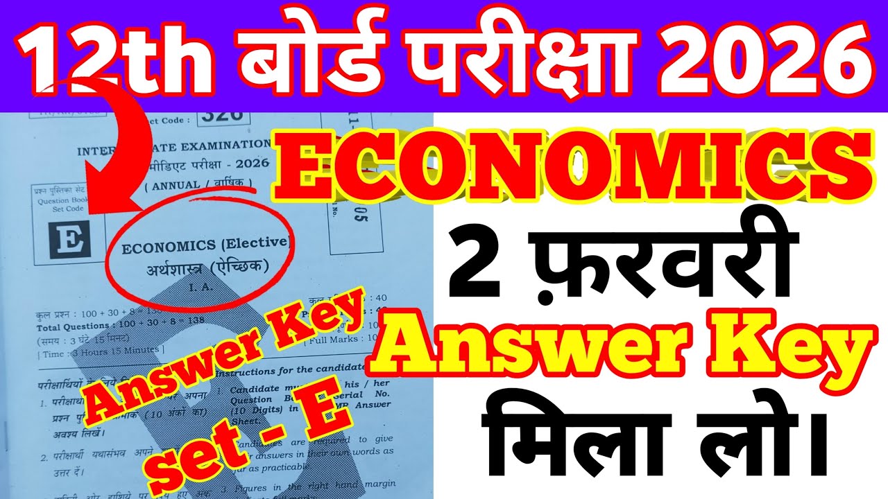 Economics Answer Key | Class 12th Economics Answer Key set A,B,C,D,E,F,G,H,I
