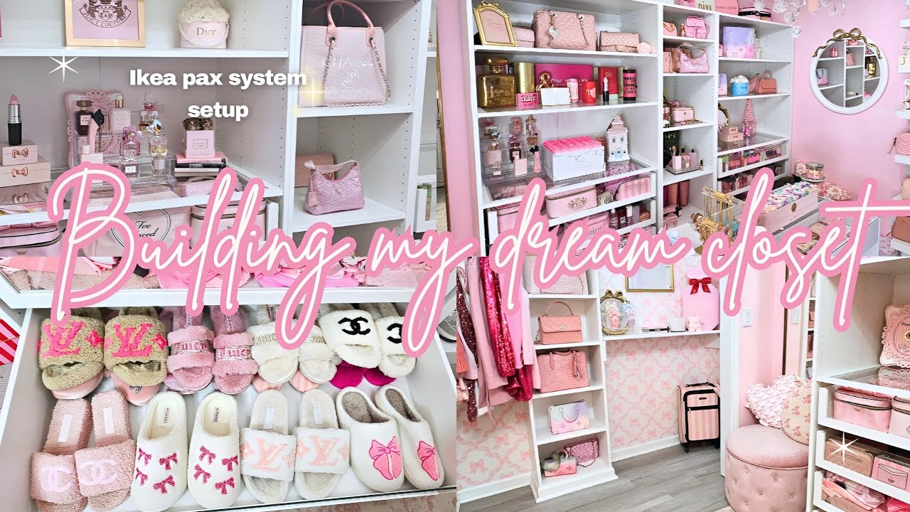 🎀Ikea Pax Closet Transformation: My Coquette Dream Closet✨!Purse organization|Perfume collection!