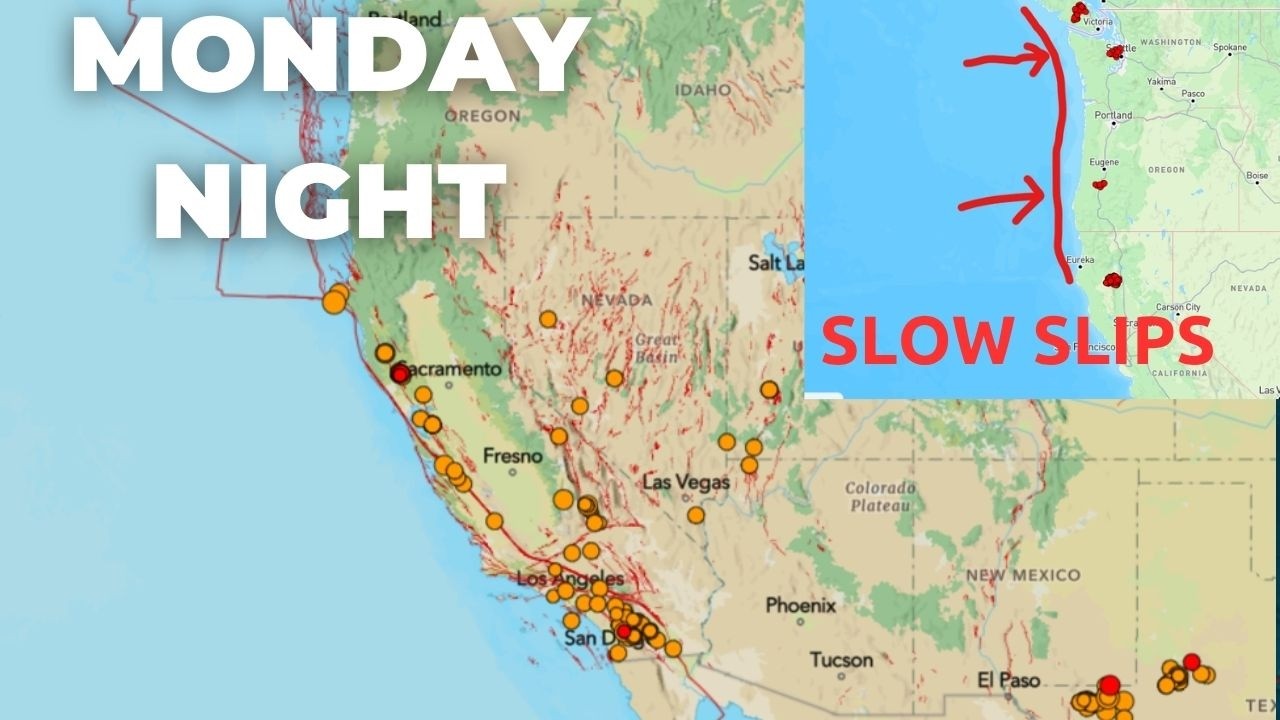Northern California Earthquake activity, with increasing Cascadia tremor once again. Monday Night