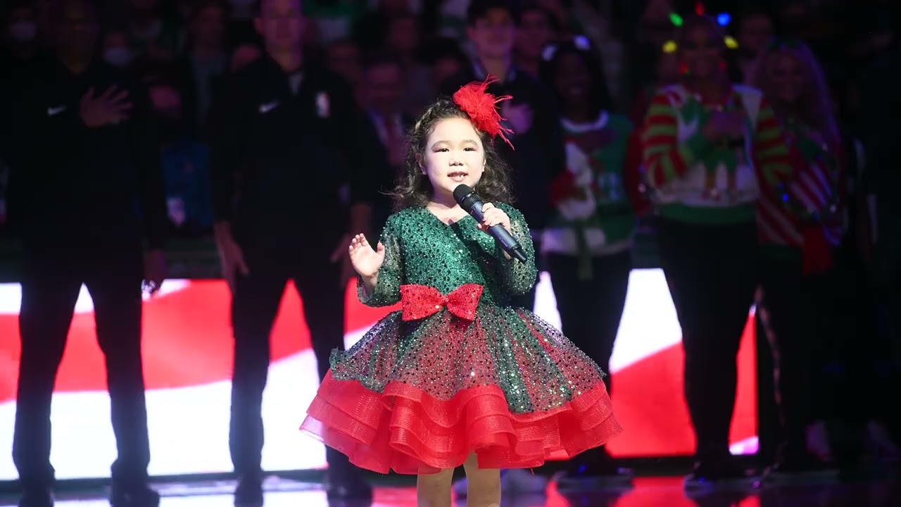 Mirabel Weston sings the national anthem at the NBA Celtics