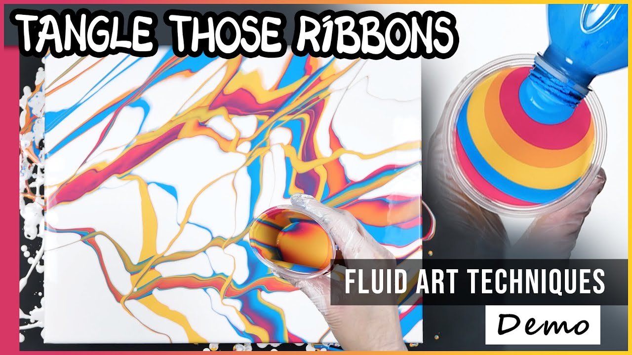 It's a Pretty Tangled Mess! Chaotic Ribbon Pour Painting - Acrylic Fluid Art Ideas