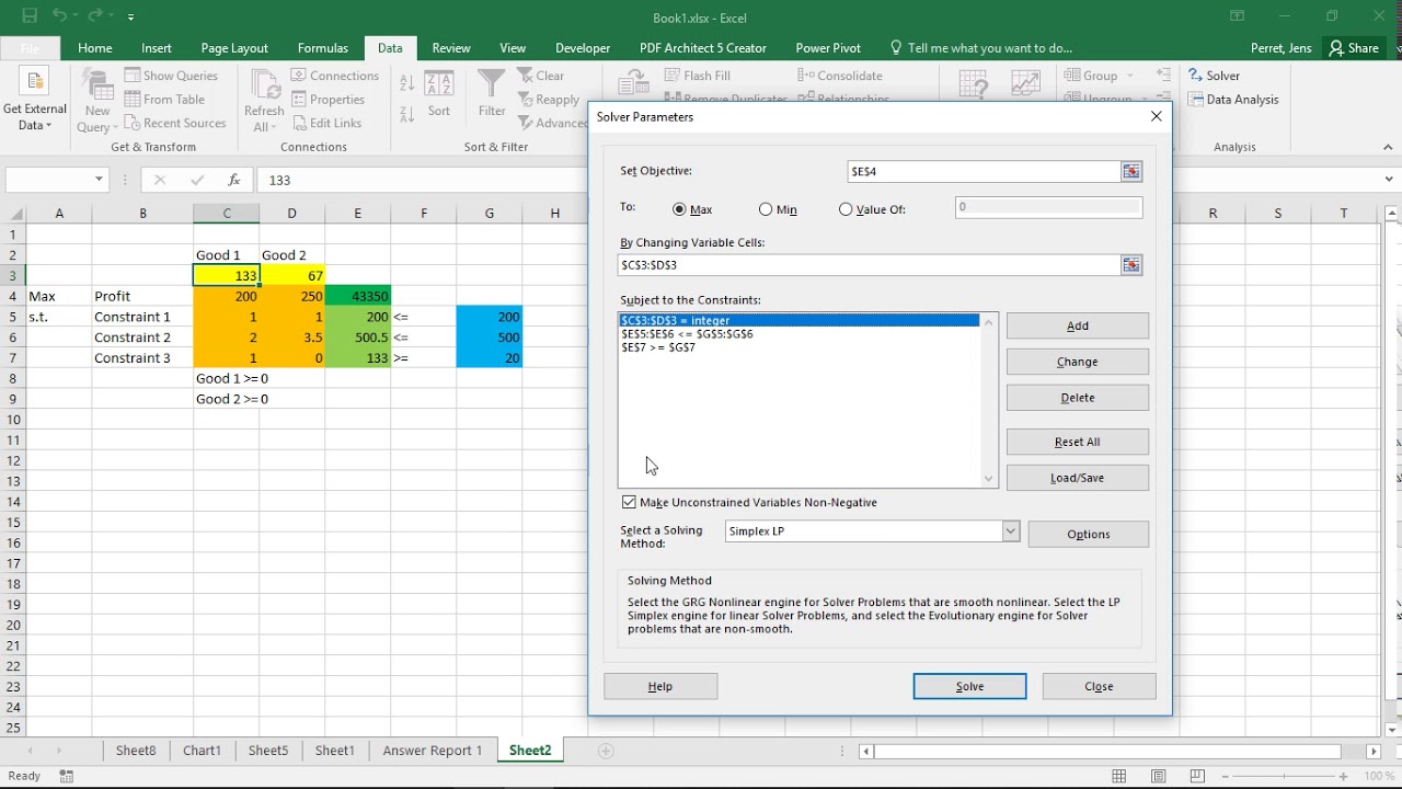 Excel — Целочисленное программирование с решателем