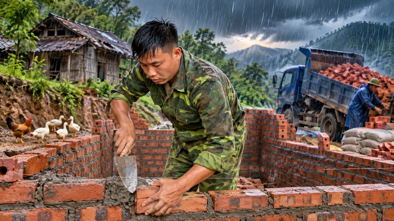 Veteran Father Builds the First Wall of a New Home for His Daughter&hellip; Then the Rain Comes
