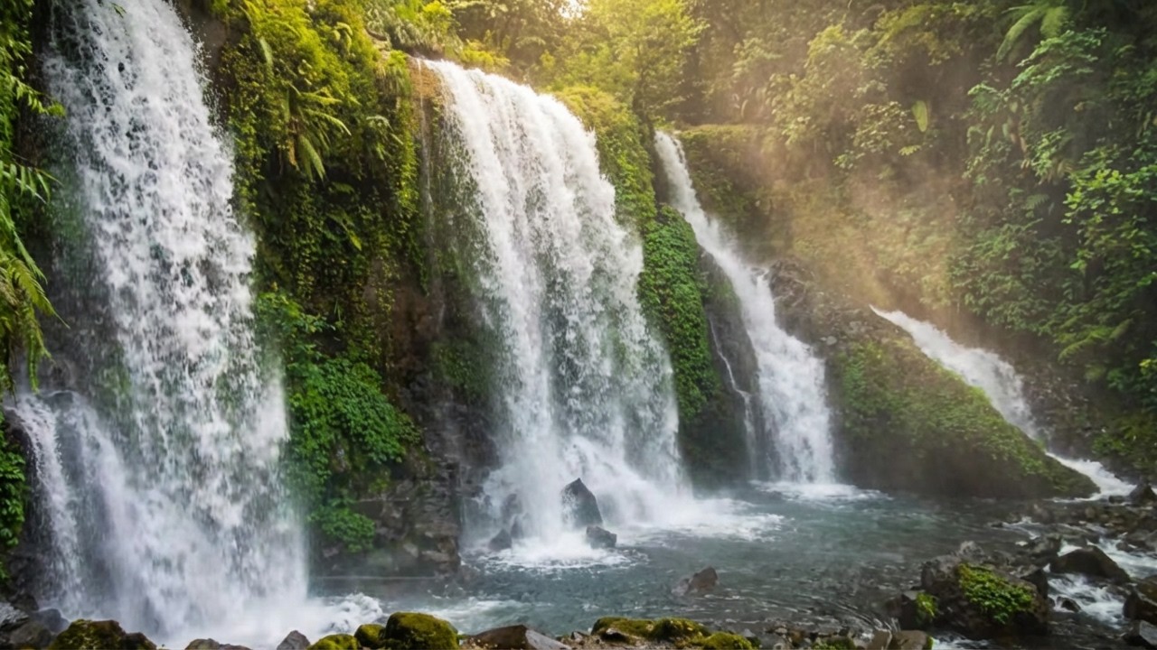 Deep Healing Sleep Music by Gentle Night Waterfall 🌙💧🤍