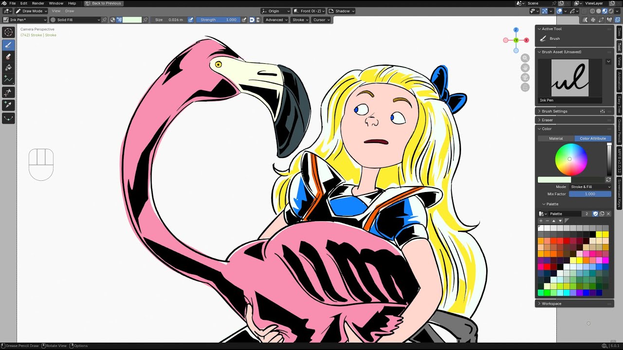 Live Drawing - Alice and Flamingo (2026-02-02) #drawing #live #art
