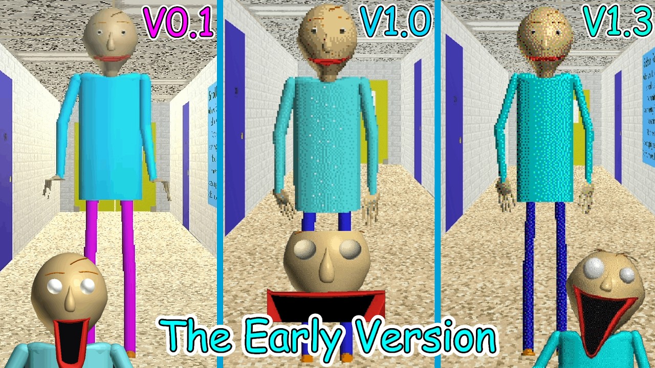 Baldi's Basics The Early Version &ndash; V0.1 & V1.0 & V1.3 [Comparison]