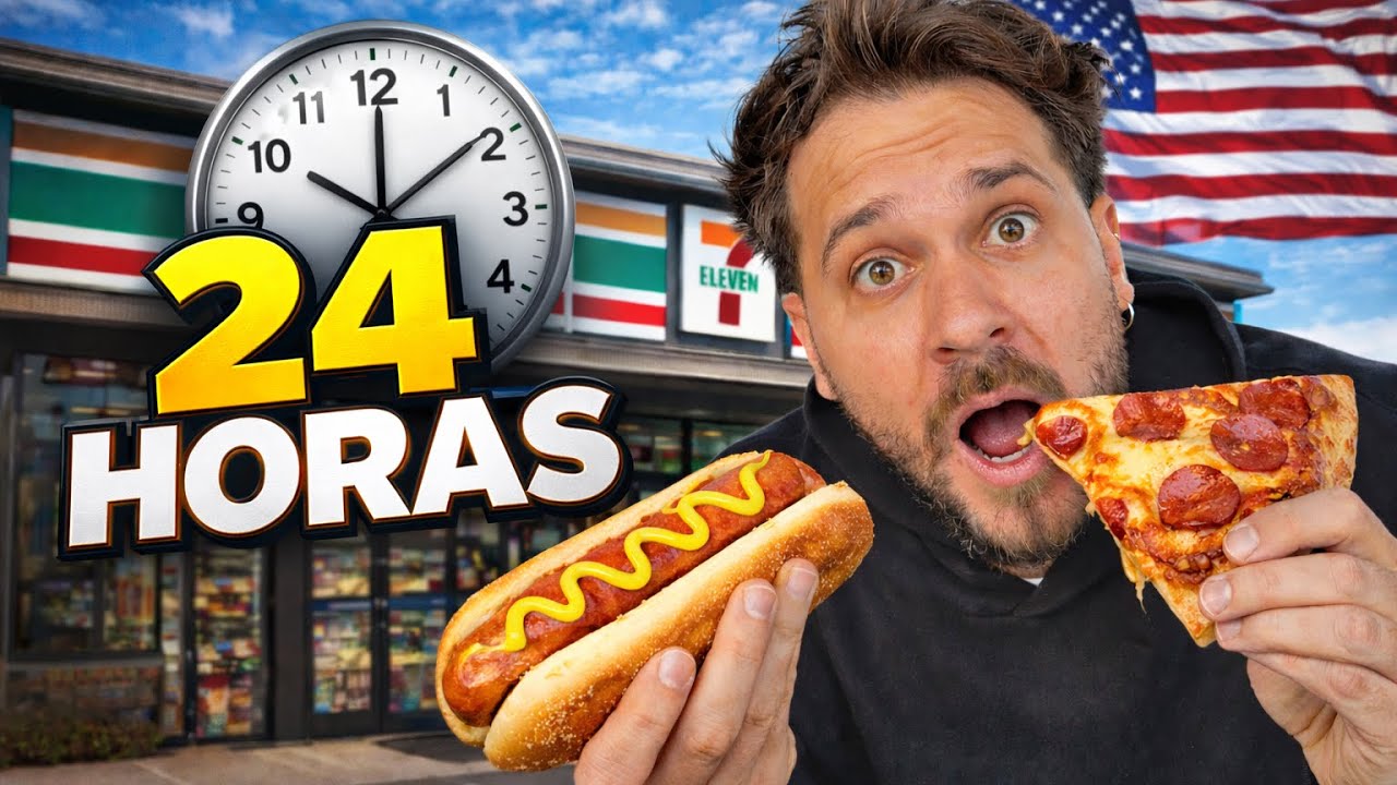 DESAFIO 24 HORAS COMENDO NA 7 ELEVEN DOS ESTADOS UNIDOS 🇺🇸 