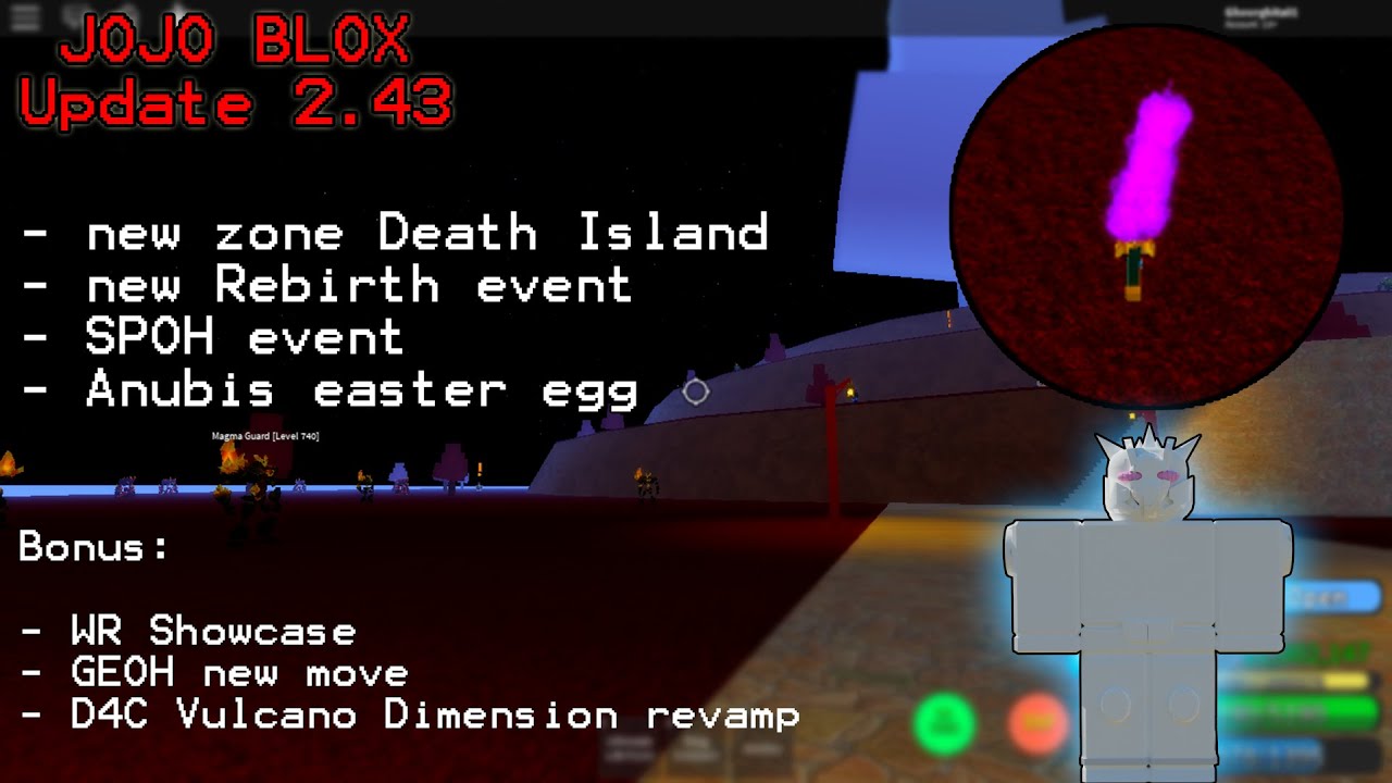 Jojo Blox NEW Update 2.43 (New zone Death Island, New rebirth event, SPOH event, easter egg)