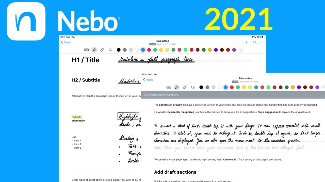 Handwriting to text conversion with NEBO: ALL TIPS, TRICKS & FEATURES
