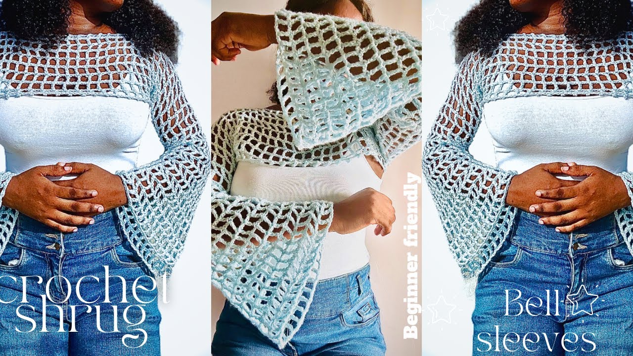 How to Crochet Easy Crochet Mesh Shrug with Bell Sleeves for All Sizes!: Perfect Beginner Tutorial!