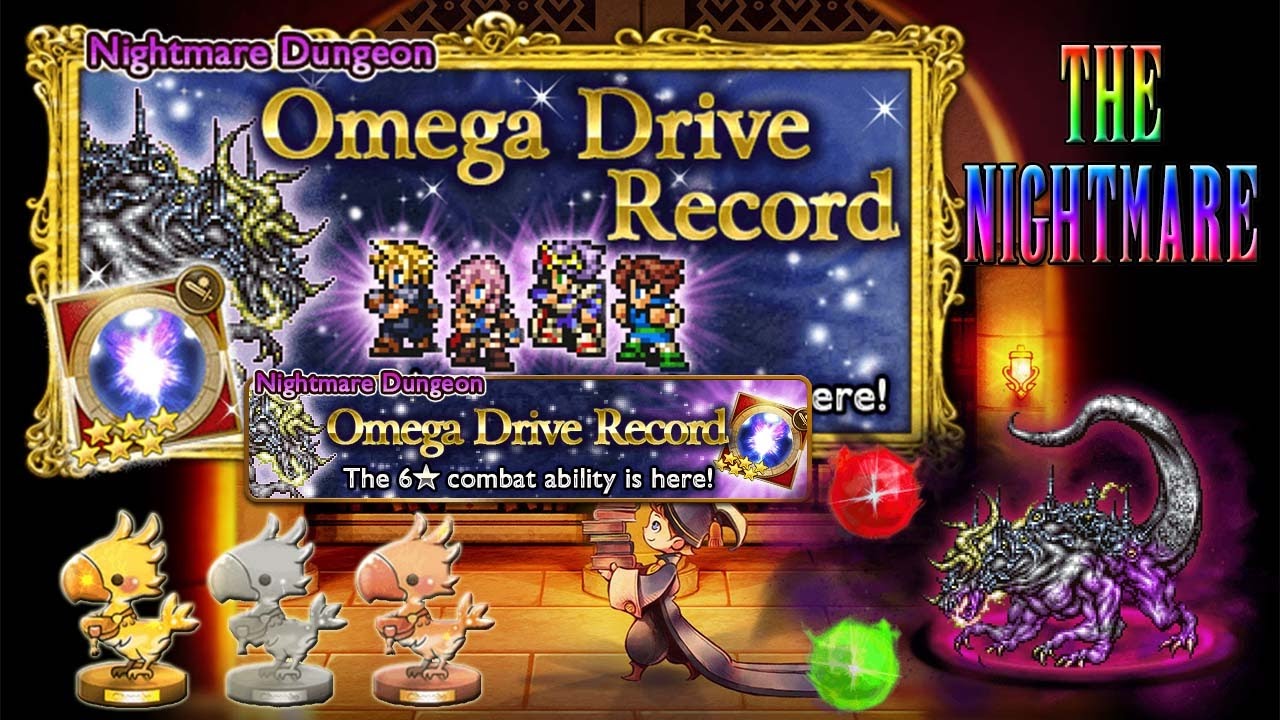 [FFRK] Omega Weapon [Final Nightmare] Playthrough ☆☆☆ | Omega Drive Record