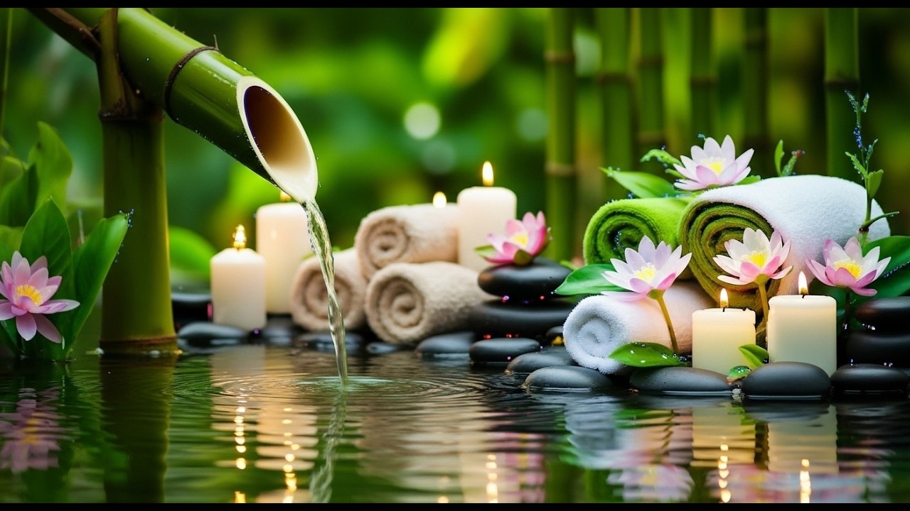 Relaxing Sleep Music with Bamboo Water Sound🌿Deep Sleep Music, Meditation, Calm Anxiety, Spa BGM