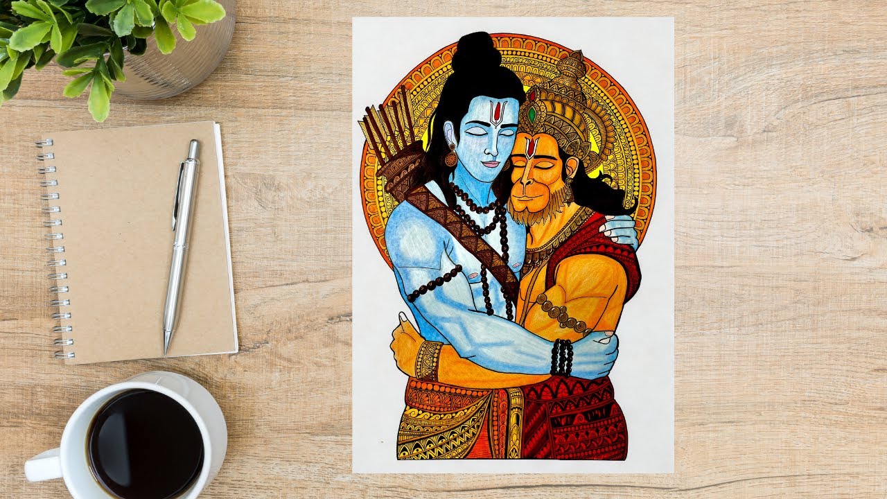 Shri Ram and Hanuman Ji Art Painting using Alcohol Marker 😍🧡|| Ram and Hanuman ji drawing||