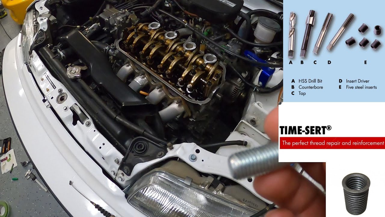 Using a TimeSert Tool on my '91 Civic Timing Belt Tensioner Bolt Hole | 