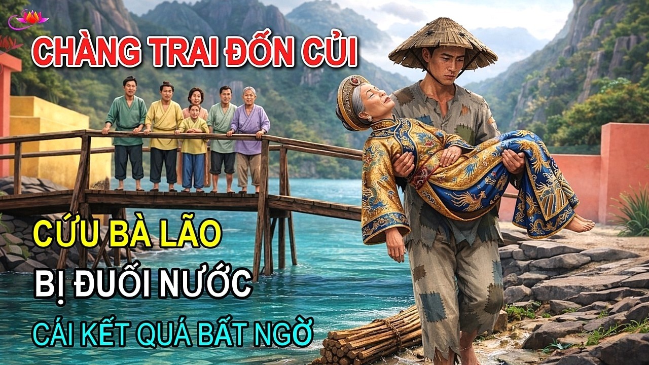 Chàng trai nghèo đốn củi can đảm cứu bà lão bị đuối nước, cái kết không tin nổi, trời cao có mắt...