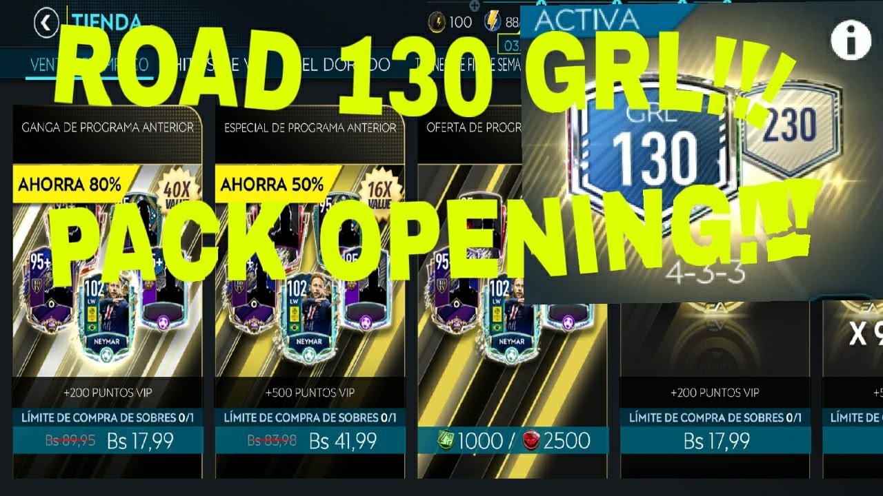 Pack opening !!! De la venta rel&aacute;mpago y Road 130 GRL FIFA Mobile