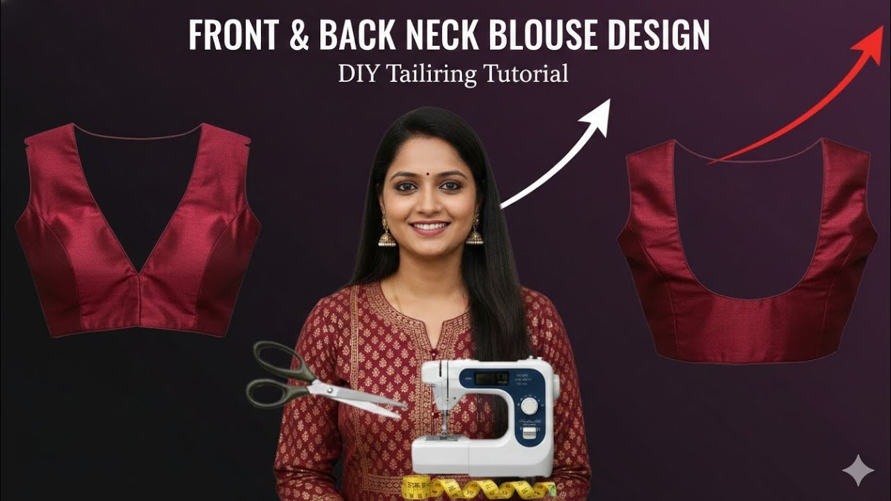 Sweetheart Front & back neck Blouse Cutting & Stitching Step-by-Step Full Tutorial | Designer Blouse