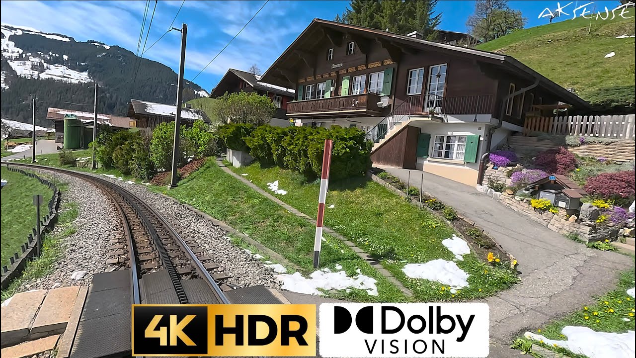 4K Cab Ride - Grindelwald to Interlaken Switzerland | Train Driver View Early Spring | 4K 60fps HDR