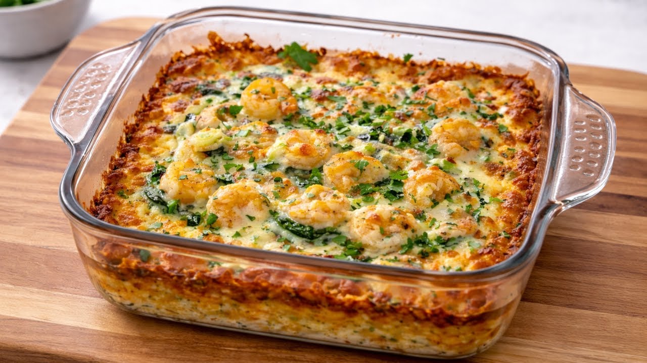This Crispy Potato Shrimp Bake Will Surprise You! | Easy Cheesy Oven Recipe
