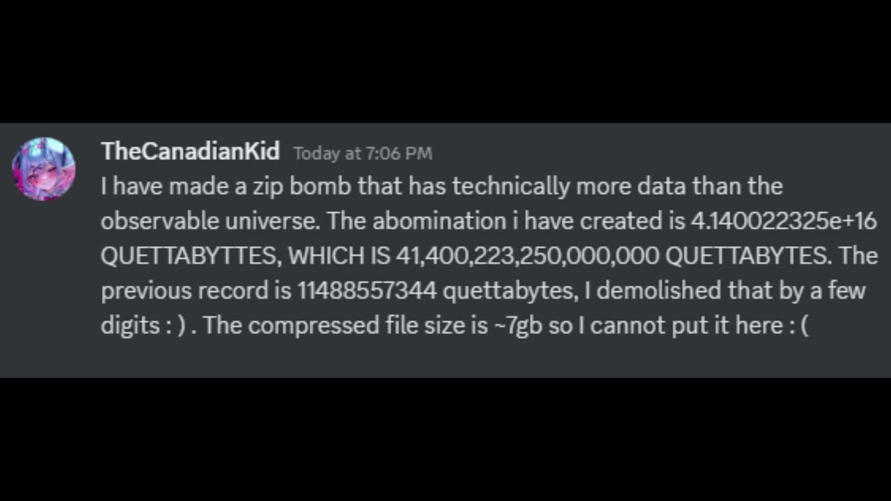 41,400,223,250,000,000 Quettabytes zipbomb, World's largest.