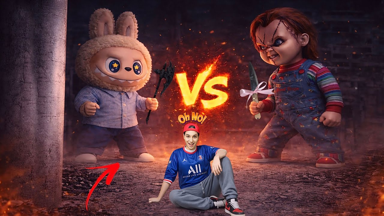 اكبر مواجهه🔥بين الدميه تشاكي الملعونه🧸👹ودميه لابوبو الشريره🪆😈(وهجوم الأخ الصغير 😭)!!💔روان ستارز😍