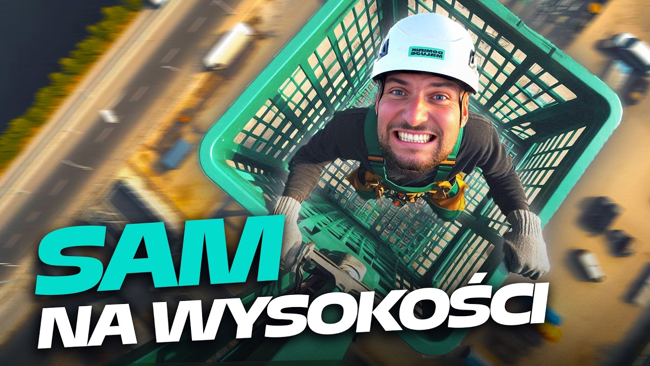 SAM NA GÓRZE 😱 PIERWSZY RAZ mycie hali | Podnośnik koszowy na gąsienicach LEGUAN 225 DOMINIK MALUJE