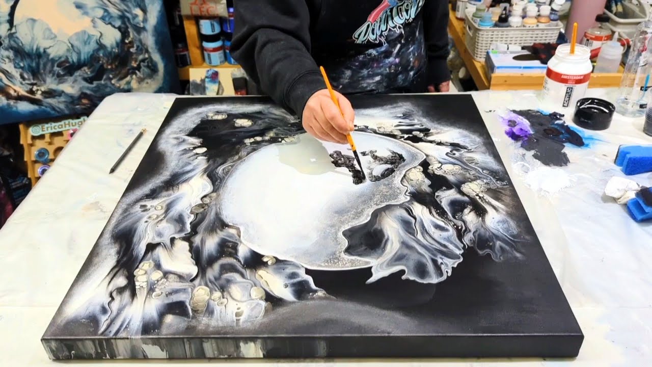 I EMBELLISHED over one of my FAVORITE FLUID ART paintings and the RESULTS are STRIKING!! 🎨