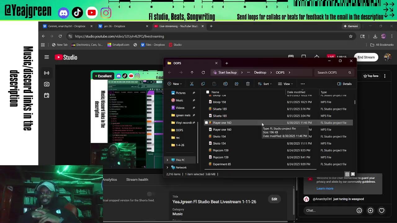 YeaJgreen Fl Studio Beat Livestream 1-11-26