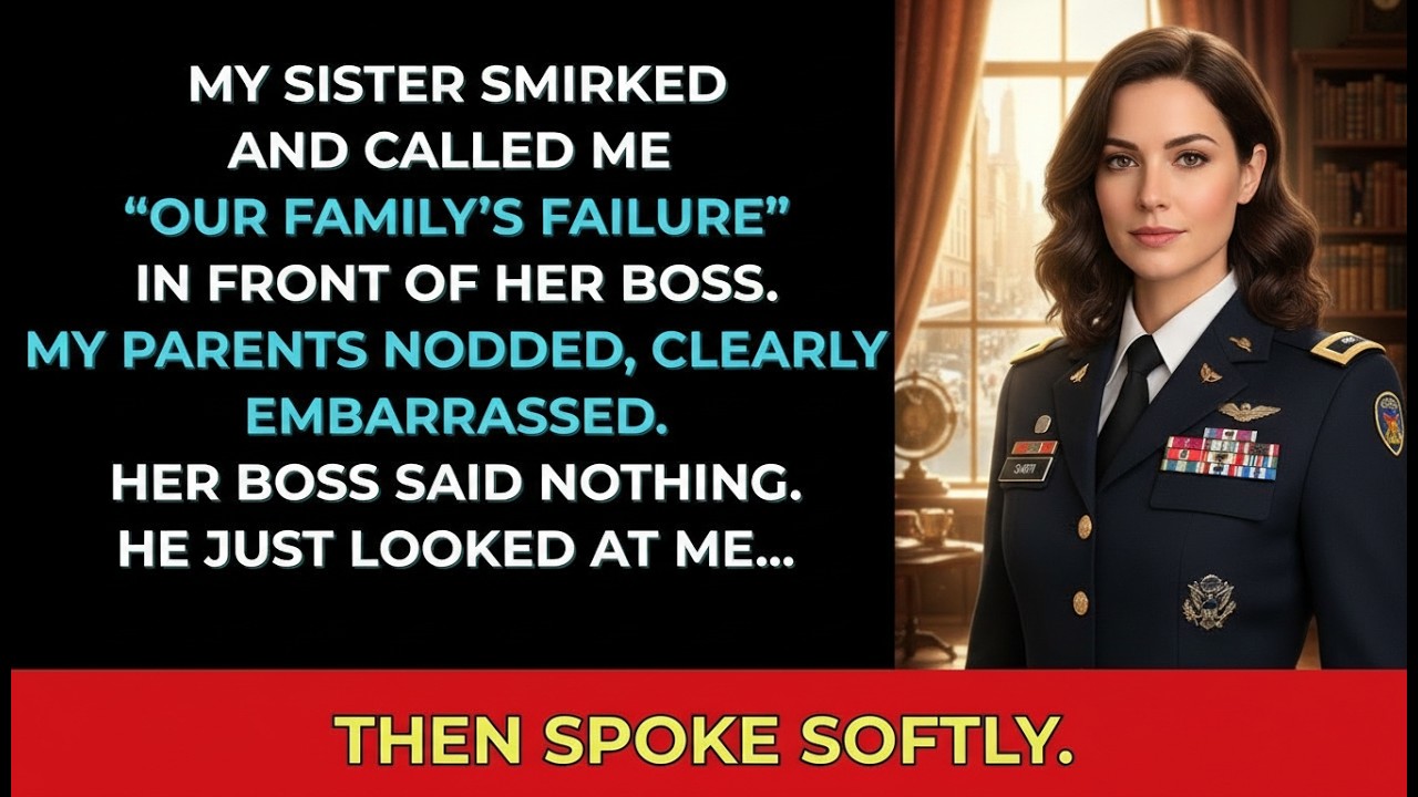 My Sister Smirked and Called Me “Our Family’s Failure” in Front of Her Boss — Then He Spoke Softly