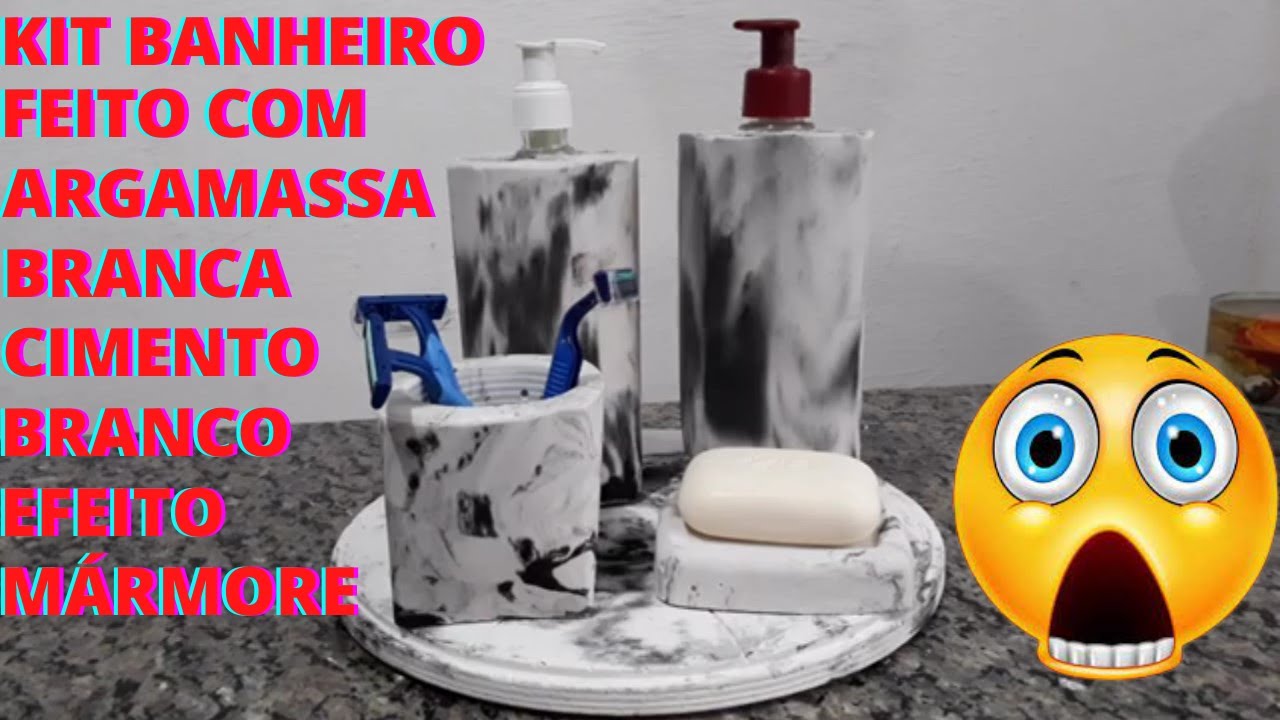 COMO FAZER UM KIT DE BANHEIRO COM CIMENTO BRANCO E ARGAMASSA BRANCA COM EFEITO MÁRMORE.