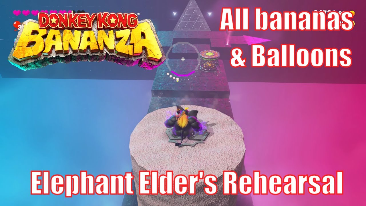 Elephant Elder's Rehearsal Hall - All Bananas & balloons guide | 4K | Donkey Kong Bananza