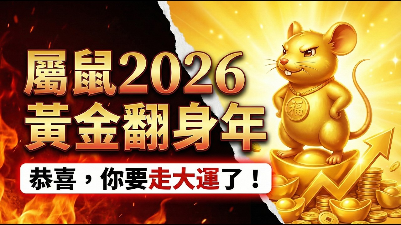 屬鼠人注意！2026年是你的「黃金翻身年」，如果身體有這2種感覺，恭喜，你要走大運了！#2026生肖鼠運勢 #屬鼠2026運勢 #沖太歲 #發財 #偏財運 #改運 #風水 #生肖鼠 #2026屬鼠