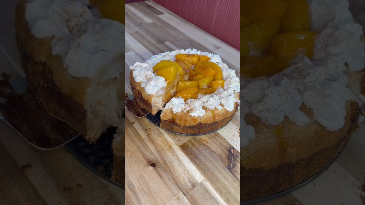 Peach Cobbler Cheesecake!! #easyrecipe #foodie #dessert #cheesecake #cobbler