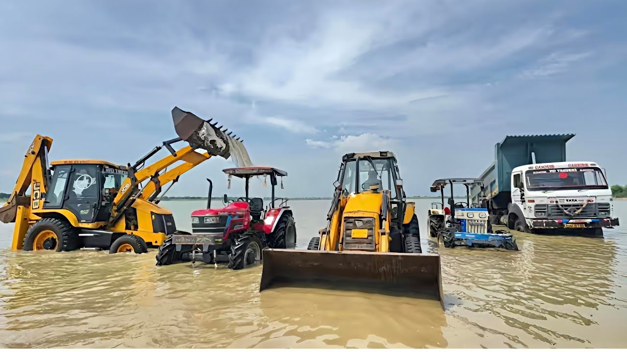 Jcb 3dx Backhoe Loading Water in Mahindra 275 | Kubota Sonalika 750 #jcbvideo #tractorvideo #jcbbaba