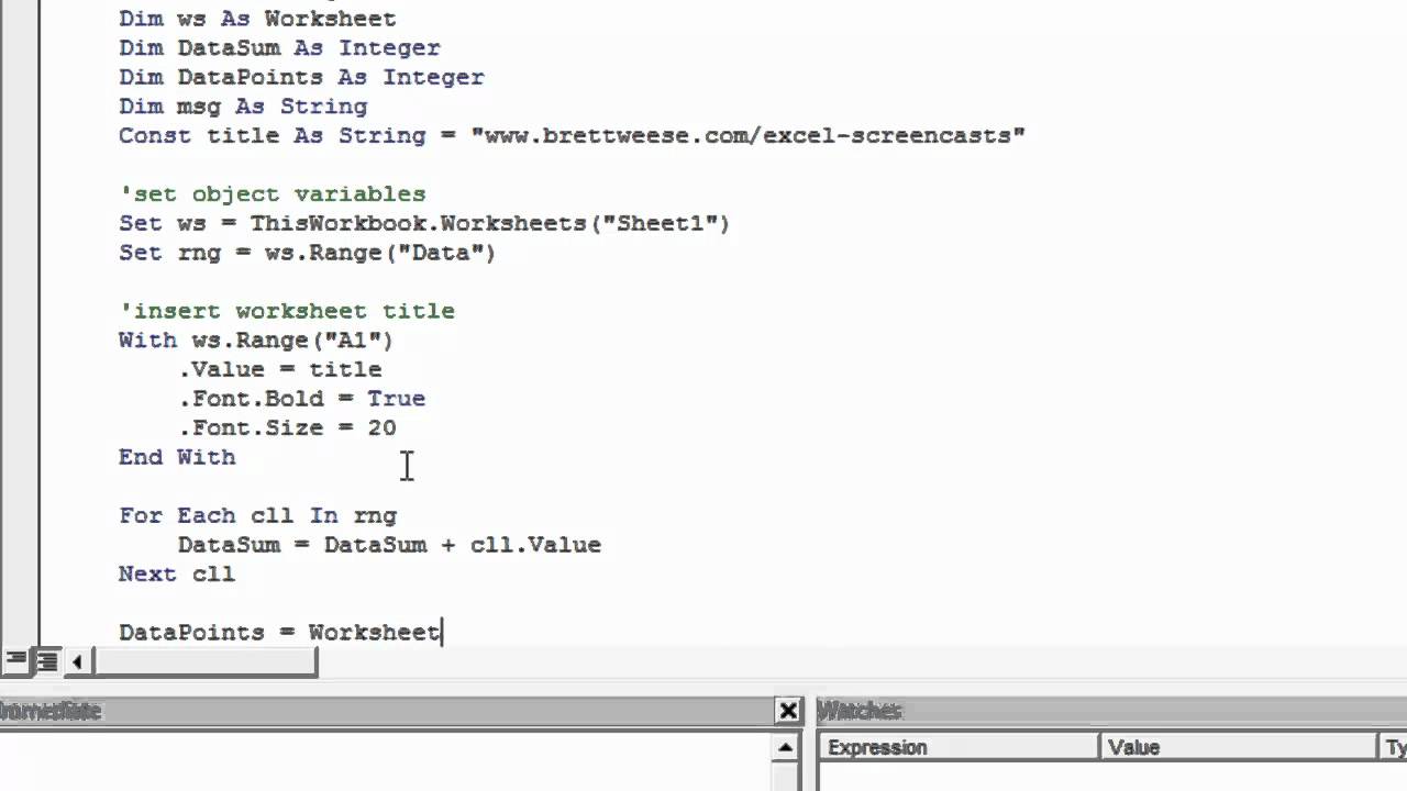 Excel VBA - Declaring Variables