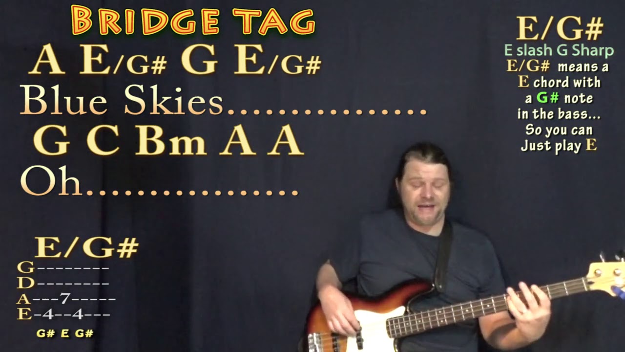I Can See Clearly Now (Jimmy Cliff) Bass Guitar Cover Lesson in D with Chords/Lyrics