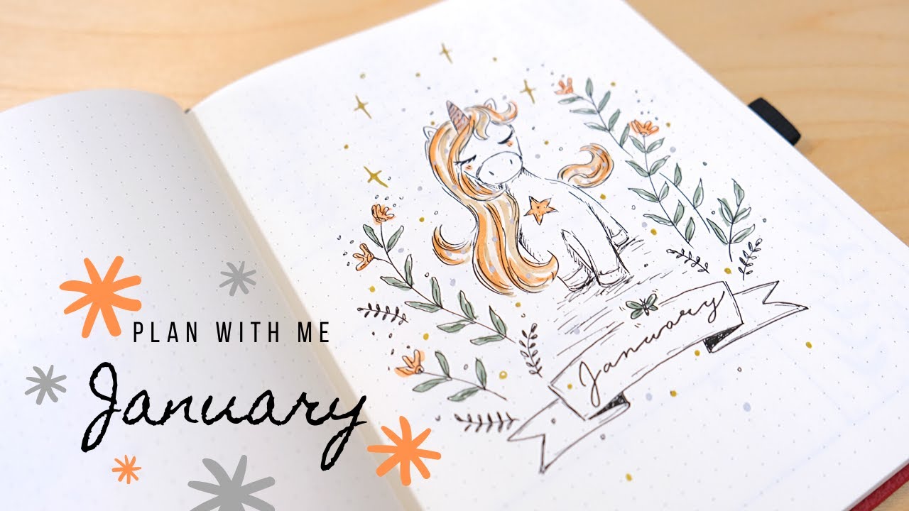 PLAN WITH ME ll January 2020 Bullet Journal ll Unicorn Theme ll แพลนเนอร์เดือนมกราคม ll วาดยูนิคอน