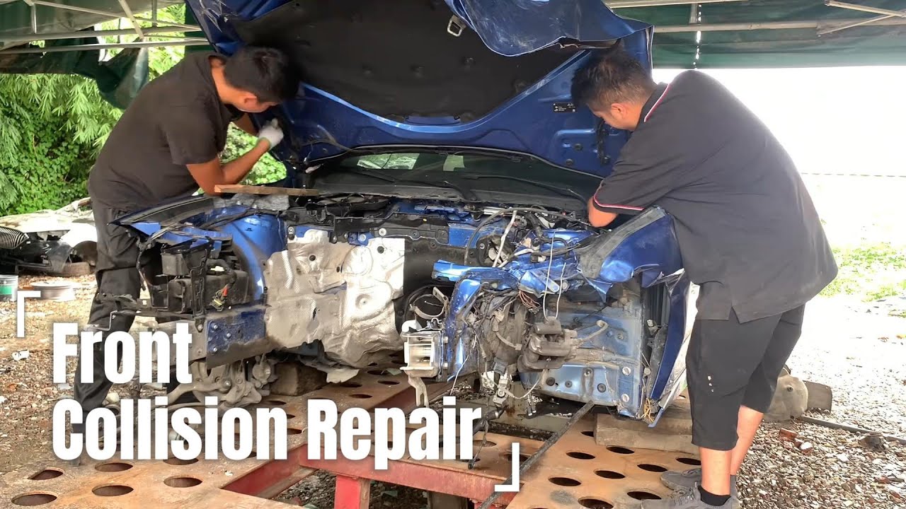 Heavily Damaged Car Repair for Front Collision Accidents#collision #mechanic #mechaniclife