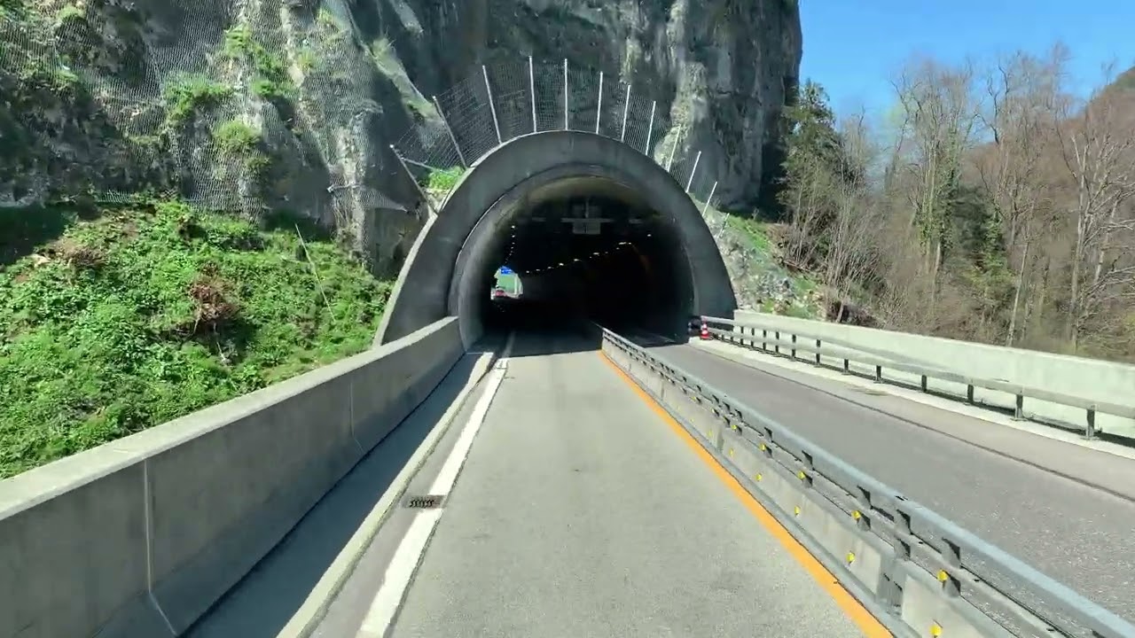 4k - Fahrt von Härkingen CH über Rheinfelden (Grenzübergang) nach Deutschland