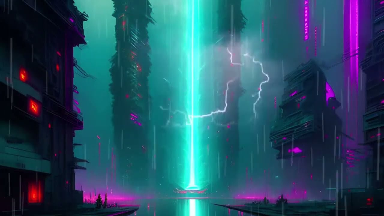 Cyberpunk City Rain Sounds ASMR Ambience Blade Runner  8 Hour Sleep Relax Focus Chill