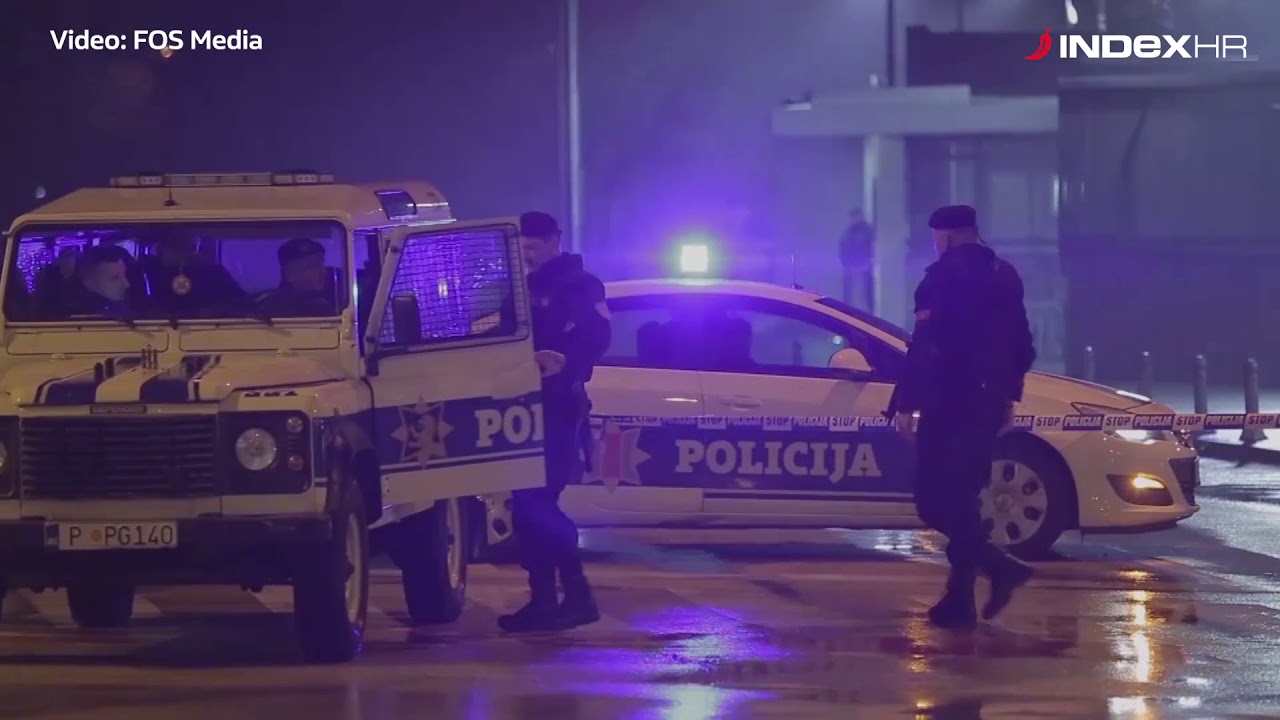 Očevid ispred američke ambasade u Podgorici na koju je bačena bomba
