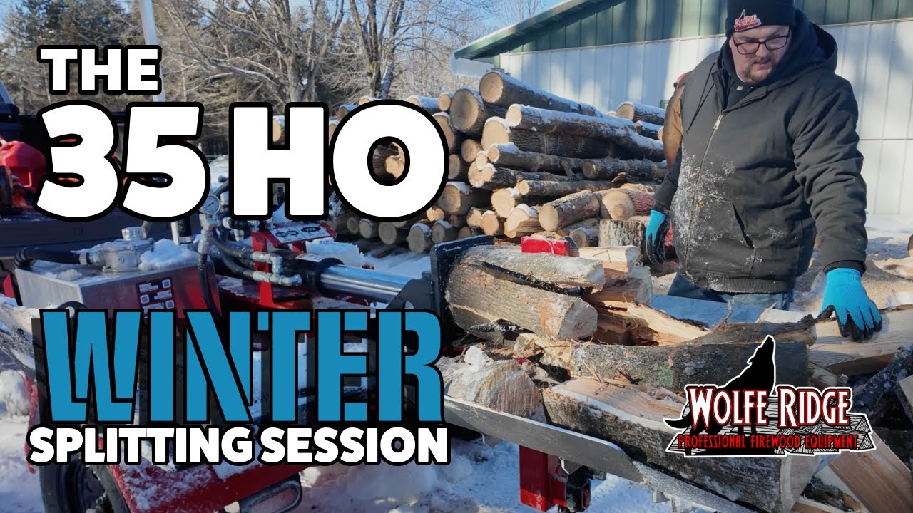 Wisconsin Winter Splitting Session with the Wolfe Ridge 35 HO High Output Log Splitter!