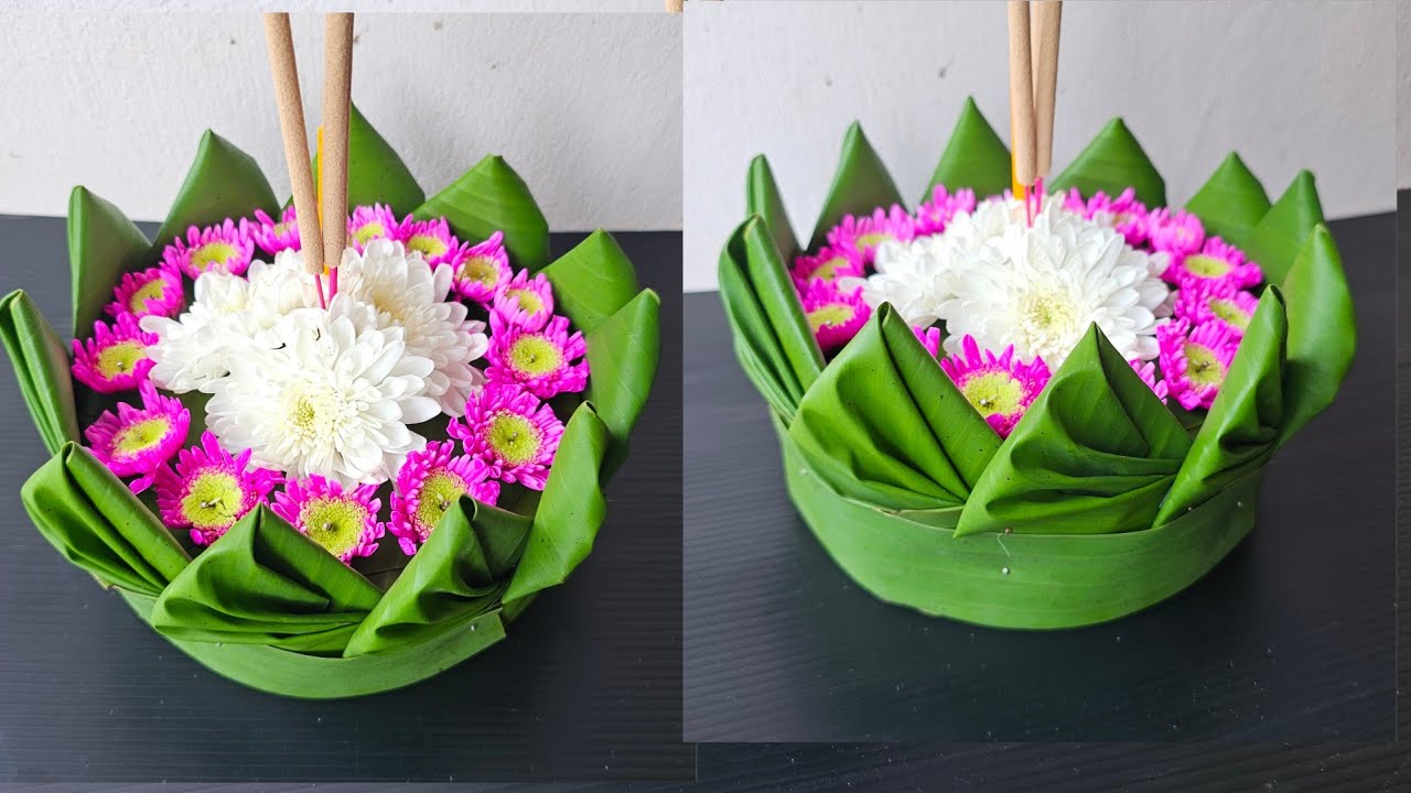 วิธีทำ​กระทง​ใบตอง​แบบ​ง่าย​ แบบ​ที่​ 255