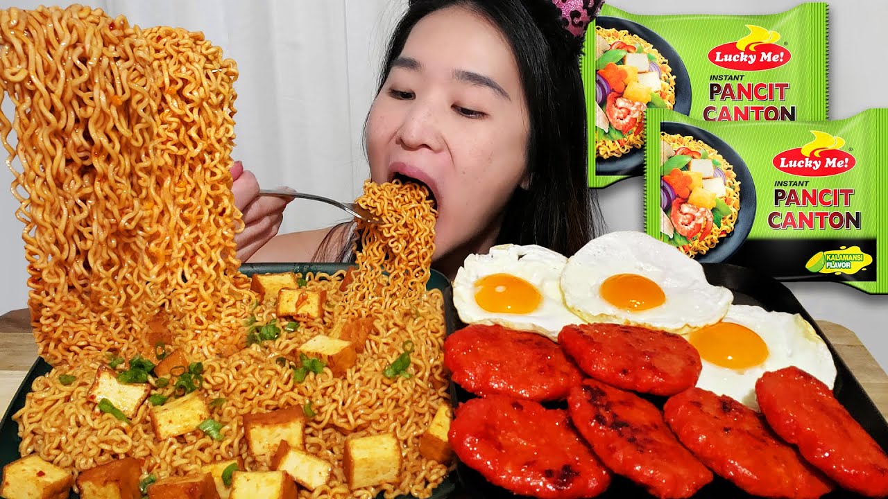 Filipino Lucky Me! Pancit Canton Kalamansi ASMR Mukbang! How To Cook Pinoy Instant Ramen Recipe