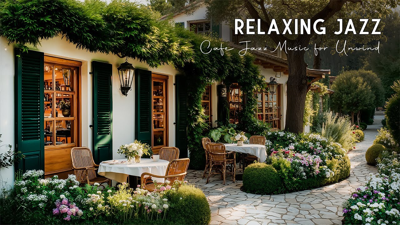Relaxing Jazz Music with Riverside Coffee Ambience  🍃 Peaceful Town & Cafe Jazz Music for Unwind