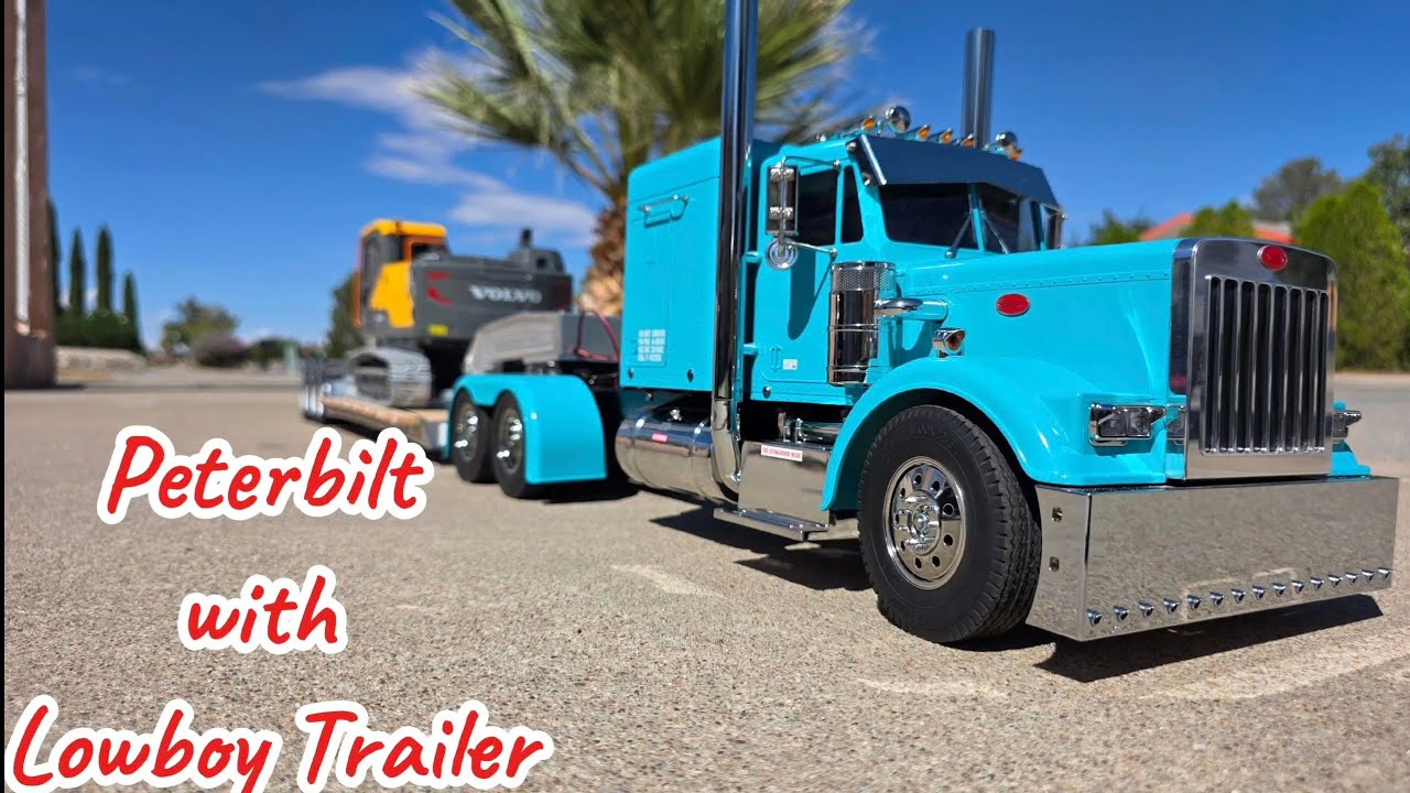 Tamiya Grand Hauler Peterbilt 378 w/ RC4WD LowBoy Trailer & Volvo EC160E Excavator 