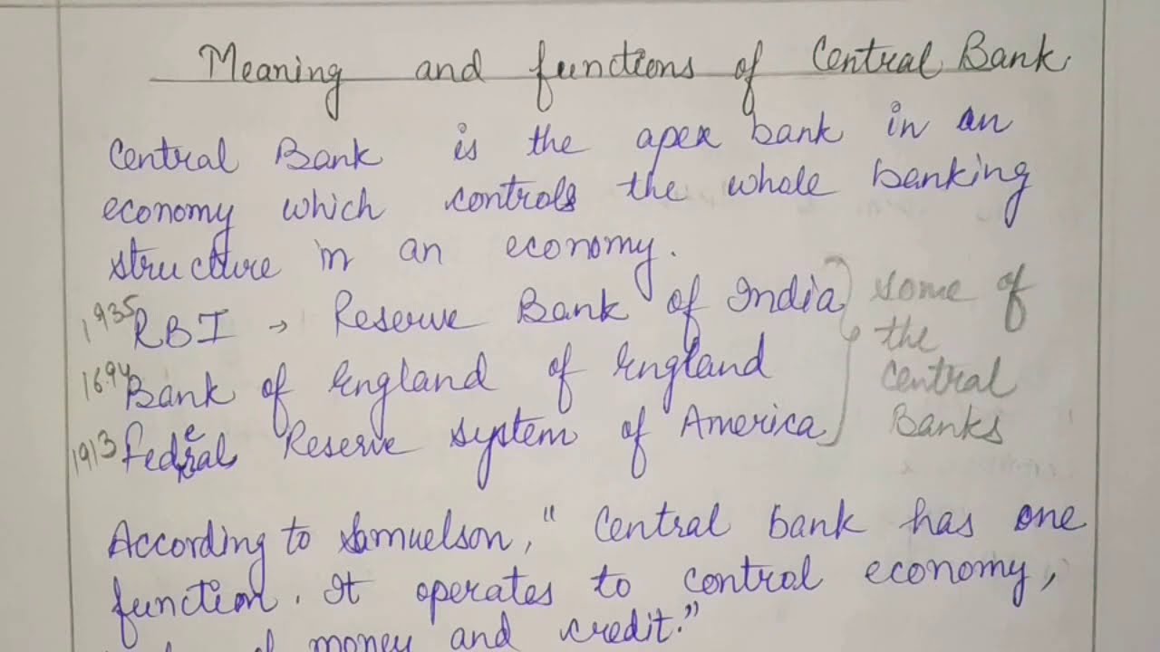 #3 What is Central bank Meaning & Functions of central bank class12 in hindi | lender of last resort