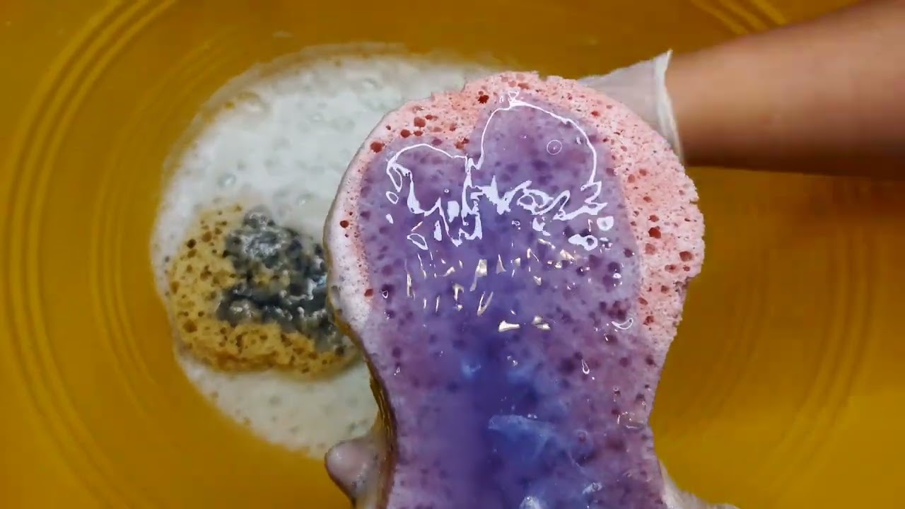 asmr crunchy rinse sponge rip and squeeze