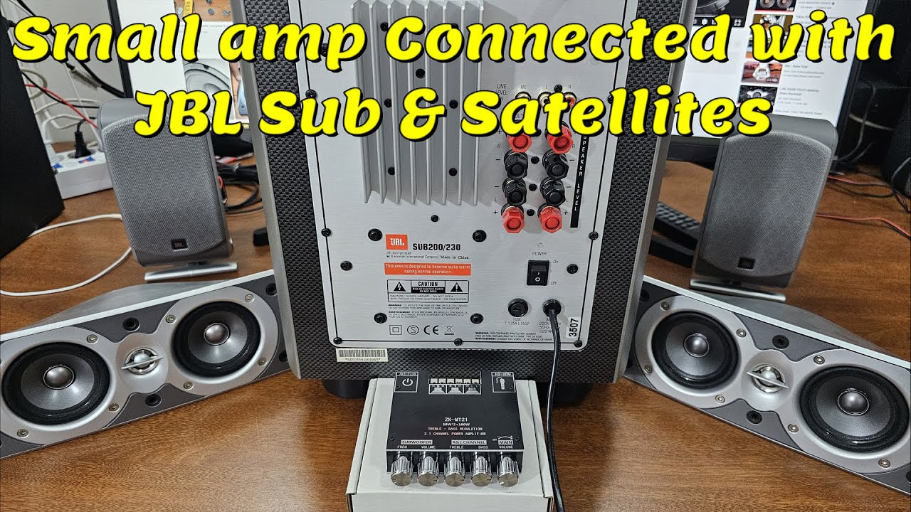 Small 100w Wuzhi amp Connected with JBL 200/230 Subwoofer & Satellites 