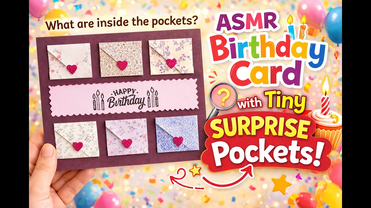 DIY Birthday Card with Tiny Surprise Pockets #ASMR #CardMaking #DIYBirthdayCard